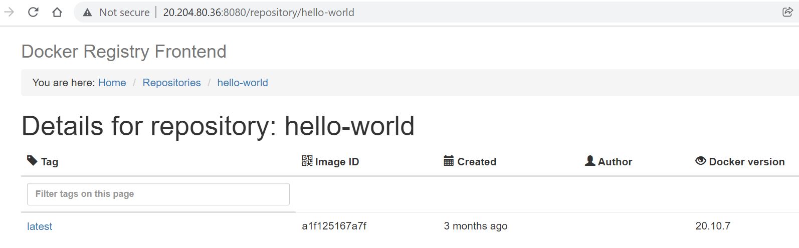 setup a basic private docker registry